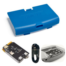 Game Boy Advance GBA USB-C Battery 1800 mAh 3.7 V w/ BLUE Battery Cover  Cable