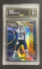 2020 Panini Select #U6 Tom Brady Unbreakable Insert Silver Prizm Graded GMA 10