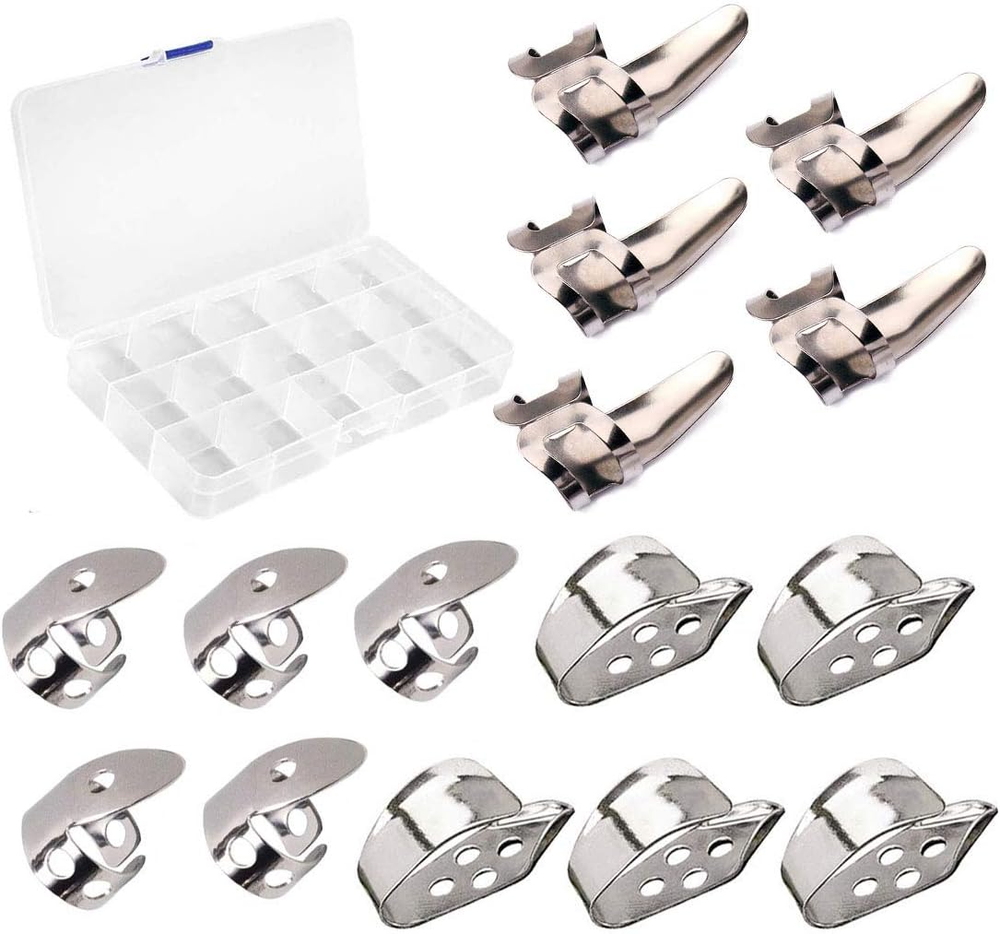 15Pcs Metal Guitar Thumb Picks Set with Storage Case  