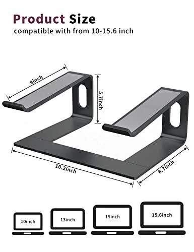 Laptop Stand for Desk, Aluminum Computer Riser, Ergonomic Notebook A-Black