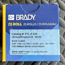 Lot Of 5 Brady Ptl-8-430 Label, Translucent, Labels/Roll: Continuous