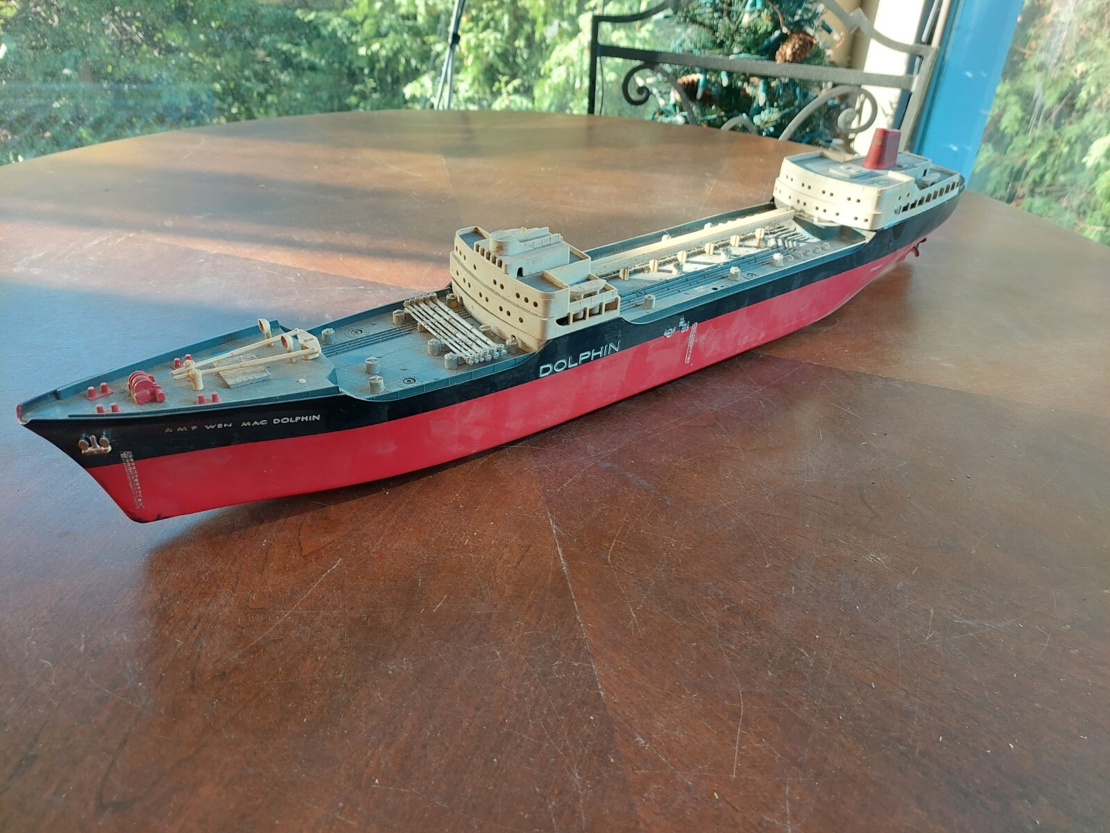 Wen.Mac x2 1960s Texaco & Dolphin Toy Oil Tanker Ships *Used Sold As Is