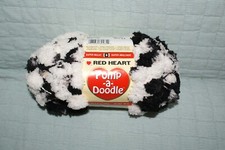 Red Heart Pomp-A-Doodle Black White 9945 Crochet Craft Yarn Fast Shipping
