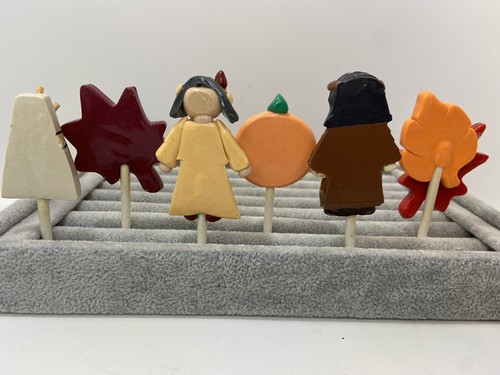 6 Thanksgiving Native American Lollipop Stick Cabochon Art Craft Party Decor - Picture 8 of 8