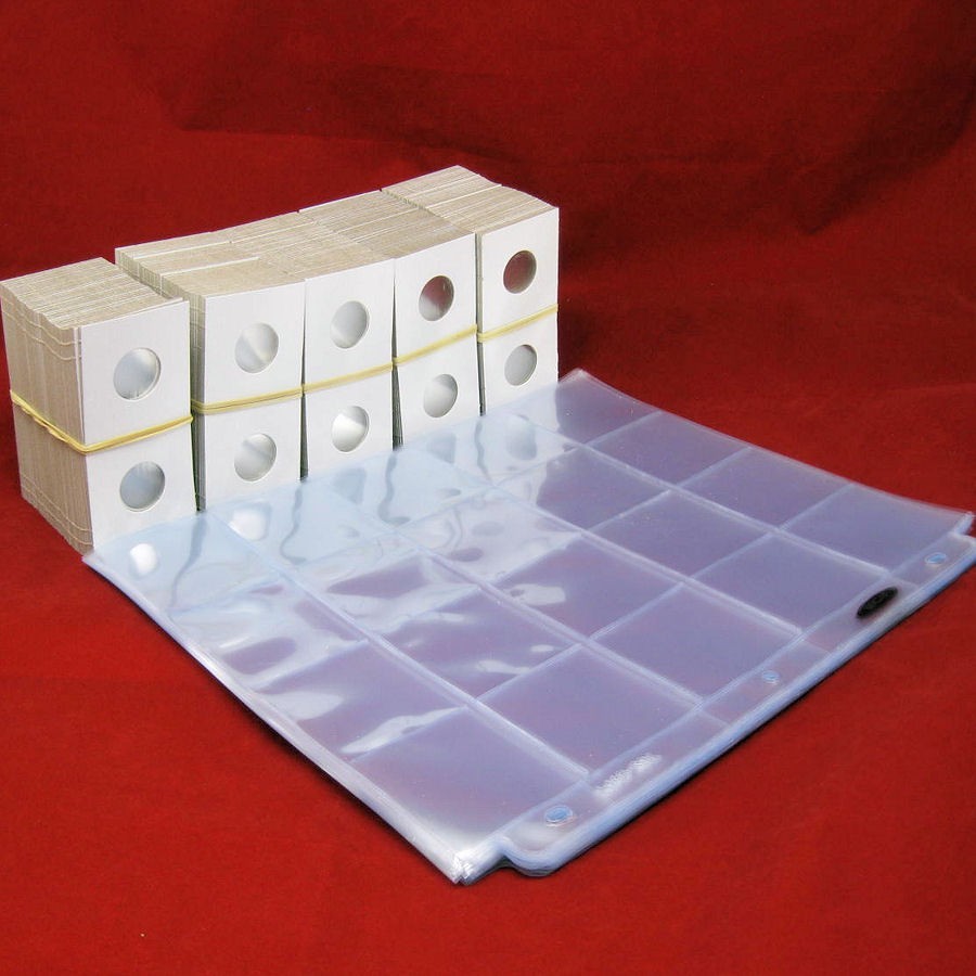 500 Cardboard 2x2 Mylar Coin Holders for Nickels 21.2mm with 25 BCW