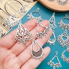 BULK Charms Chandelier Findings Connector Links Antiqued Silver 100pcs Wholesale