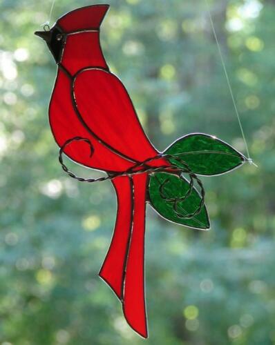 Stained Glass Red Cardinal Sun Catcher