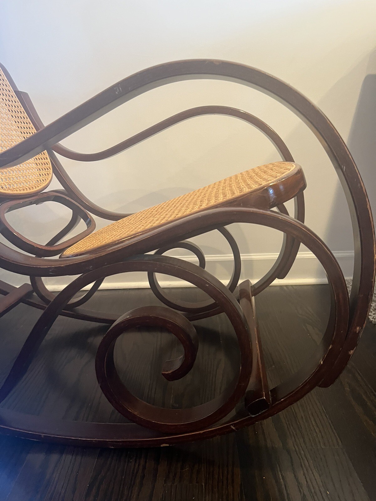 Vintage Style Design MidCentury Bentwood Rocker Wood Cane