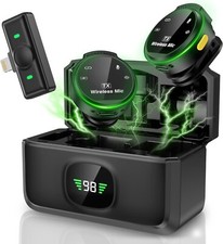 2 Pack Wireless Lavalier Microphone for iPhone 14/13/12, Lightning Mini Lapel Mi