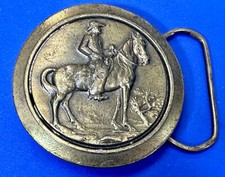 Horse Riding Farm Rancher Vintage 1977 Great American Round Belt Buckle