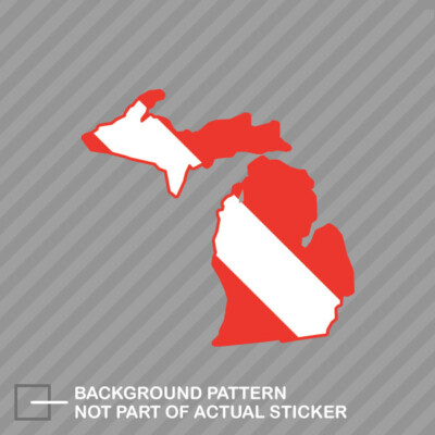 Michigan State Shaped Diver Down Flag Sticker Decal Vinyl scuba flag diving dive