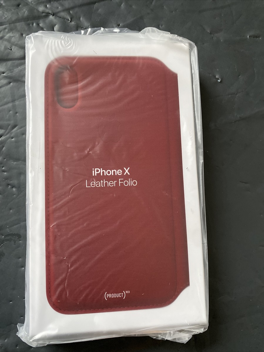Genuine Apple iPhone X XS Leather Folio Case RED (Product