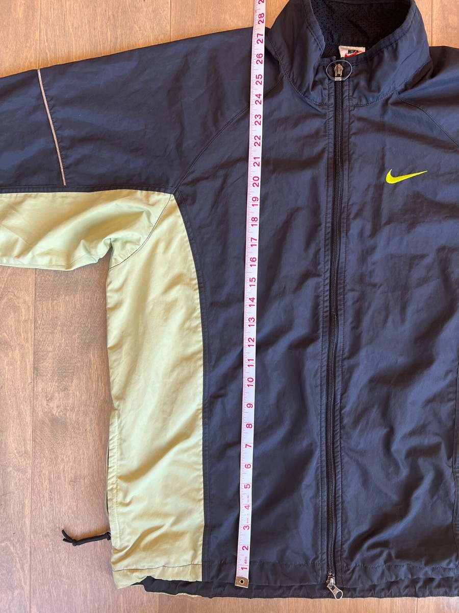 Vintage Nike Full Zip Windbreaker Jacket 920220 KL4 Black Lime