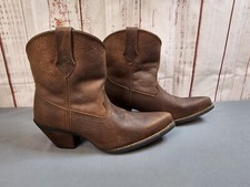 Durango Crush Western Boot Womens 8 Brown Embossed Booties Leather DRD0166