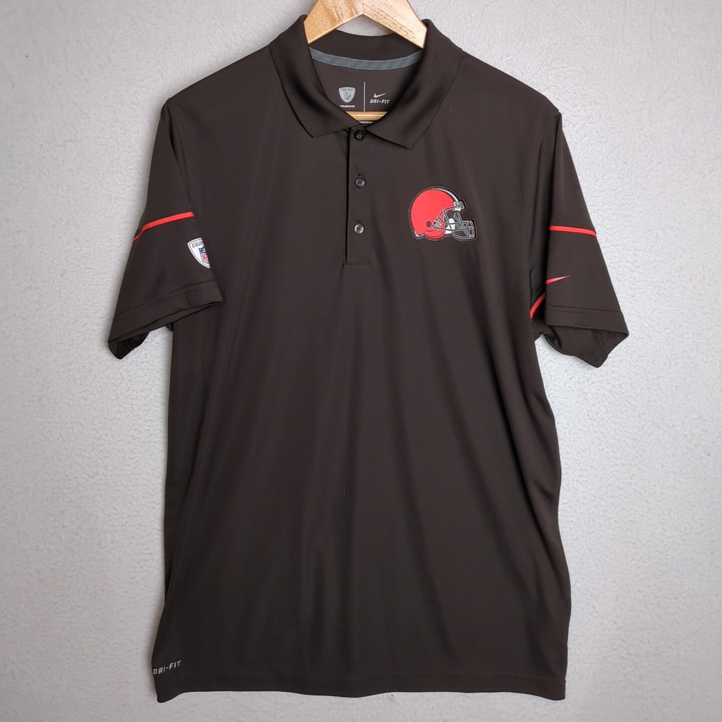 Nike Cleveland Browns Dri Fit Polo Shirt Mens Size Large L Orange Helmet