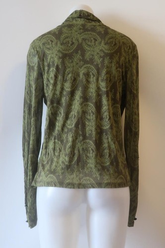 Womens Lynn Ritchie Green Brown Floral Silk Turtleneck Top XL * - Picture 4 of 9