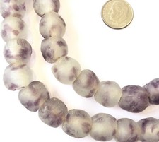 Ghana Transparent Clear purple Krobo recycled Glass African trade Beads-Ghana