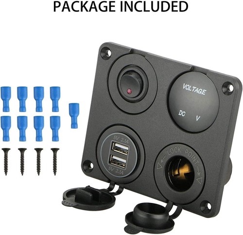 Double chargeur USB 12V et panneau voltmètre avec interrupteur marche/arrêt à bascule pour voitures - Photo 9 sur 9