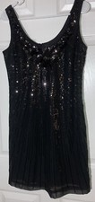 WHBM Women's Sz 2 Sleeveless Sequin Scoop Neck Cocktail Little Black Dress $148
