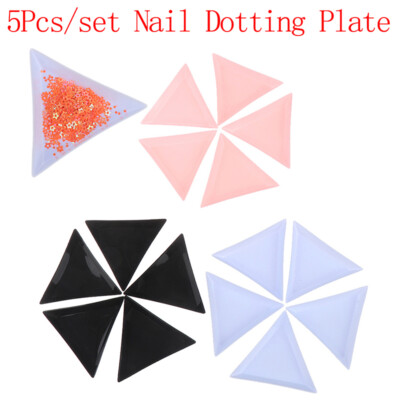 5pcs Triangle Plate Tray Holder Diy Nail Art Decoration Rhinestone Dottingy Q Ebay