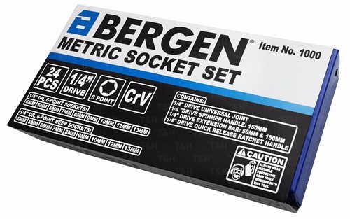 BERGEN-Metric-Socket-Set-24-Piece-1-4-034-Drive-6-Point-4-13mm-Deep-Socket-Set