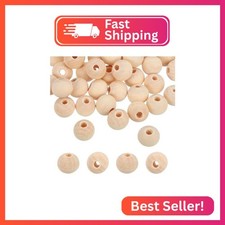 PATIKIL 200pcs 12mm Beige Natural Wood Beads Loose Spacer Beads 3-4mm Hole