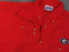Georgia Bulldogs Shirt Mens Medium Red Long Sleeve Button Down Spike Sports
