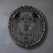 3D Printed Gothic Dog Oval Plaque Macabre Wall Decor Dark Academia Whimsigoth