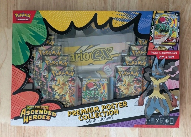 Pokemon Ascended Heroes Mega Lucario ex Premium Poster Collection Sealed