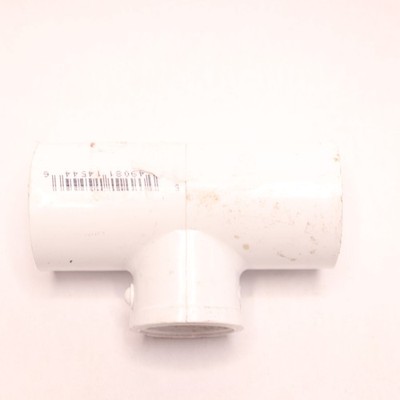 Dura Reducing Tee Pipe Fitting Slip Socket PVC White Sch 40 1 x 1 x 3/4