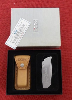 Zippo Knife by Case Doral Across American Etch 3 1/4'' Lockback with Leather She
