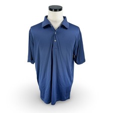 Peter Millar Summer Comfort Mens XL Blue Short Sleeve Golf Polo Shirt Polyester
