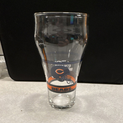 Coca-Cola Chicago Bears NFL Collectible Glass Clear Orange Navy Blue Soda Theme