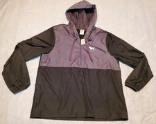 Victoria's Secret PINK Black Gray 1/2 Zip Hooded Windbreaker Jacket Womens M-L