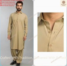 Mens Kurta Ethnic Shirts Top Shirt Solid Mens Wear Cotton Cloth Kurta Brown