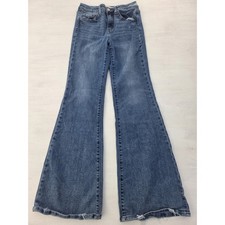 Flying Monkey Youth Mid Rise Flare Jeans Girls Size 16 Distressed Whiskers