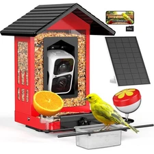 ® APS - Metal Bird Feeder with Camera Solar Panel 32GB Card, AI Identify 1000...