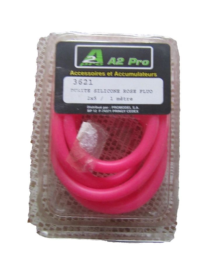 A2 Pro 3621 Durite Silicone Rose Fluo 2x5 1 Metre Carburant RC Neuf Blister A381 - Photo 1/4