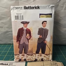 Butterick 3072 Men 18th Century Colonial Revolutionary War Costume Pattern Uncut