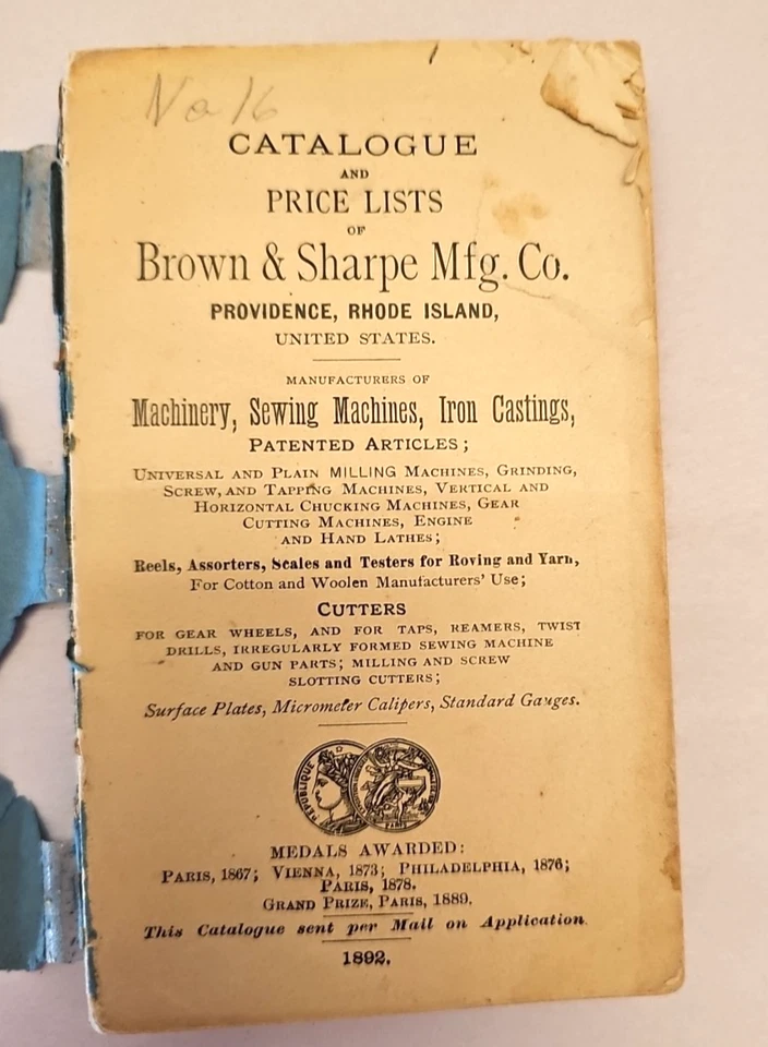1892 Brown & Sharpe Cataloge And Price List Providence, RI Industrial Machines - Image 4 of 4