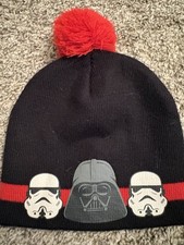 Star Wars Darth Vader Stormtrooper Boys Winter Beanie Red Pompom Knit Hat Cap