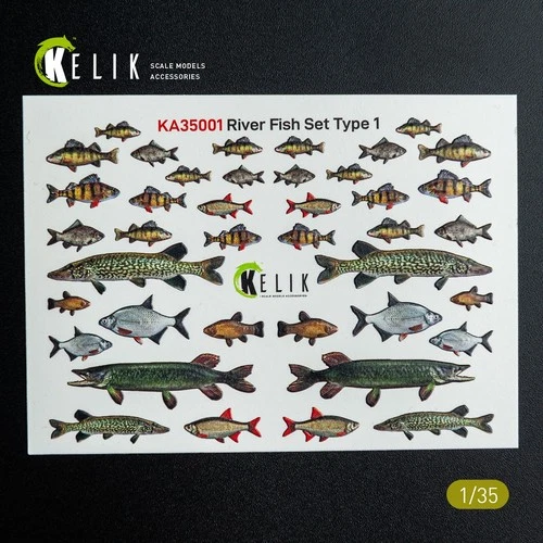 River Fish set Type 1 3D Decal for Dioramas Scale 1/35 - KeliK KA35001