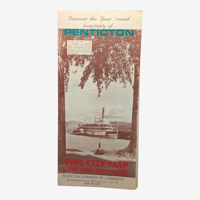 Vintage 1985 City Map & Information Guide for Penticton, B.C.