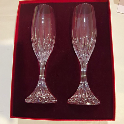 Set of 2 Baccarat Massena Crystal Champagne Flutes