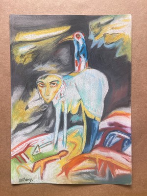 John Bellany (Handmade) Zeichnung Mischtechnik auf altem Papier signiert und ...