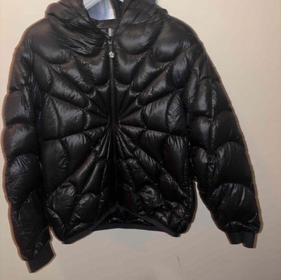 Moncler x Spider-Man L Black Hooded Quilted Short Puffer Zip