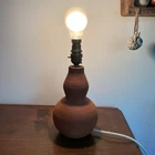 Vintage Retro Studio Pottery Textured Terracotta Clay Small Table Lamp
