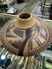 Tom Polacca Hopi Pottery Jar – Incised Eagle Design – Signed Native American