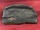 Unusual WW2 RAF Royal Air Force Sweetheart Leather Purse shape of side Cap w/zip