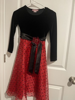 My Michelle Girls Sz 8 Long Dress With Black Velvet Long Sleeve Top & Long Skirt